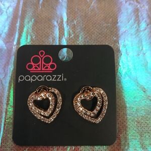 Paparazzi Gold Double Heart Earrings